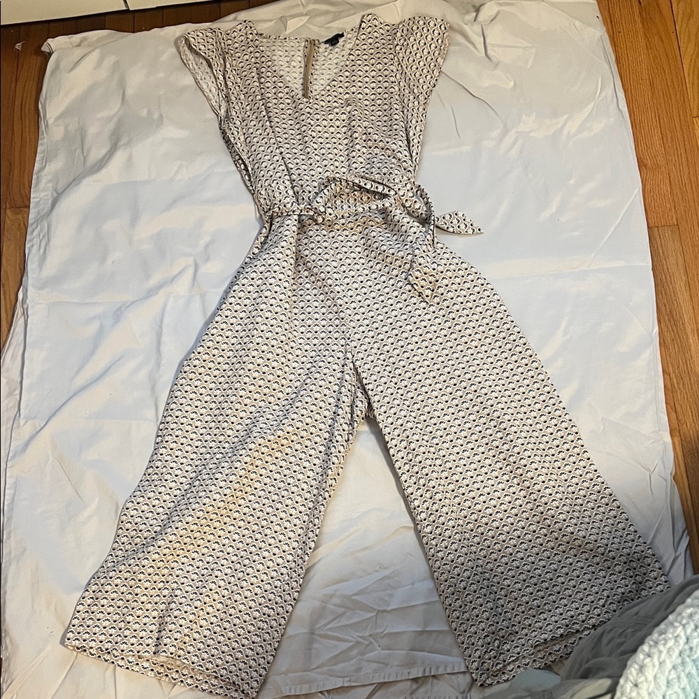Ann Taylor Black and White Patterned Jumpsuit